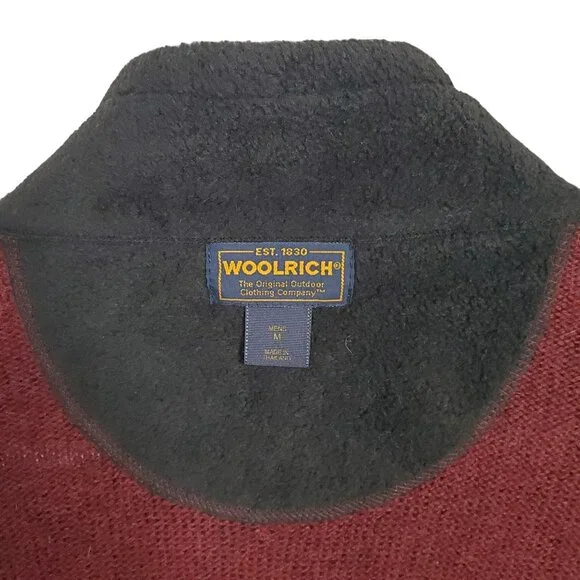 Woolrich Mens Sz M Sweater Red Rock Heather 100% Wool Ribbed Collar Quarter Zip - Picture 4 of 9